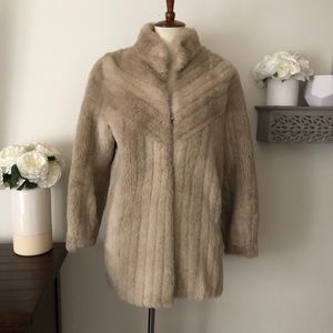 Vintage Jacques Saint Laurent fur coat jacket tan